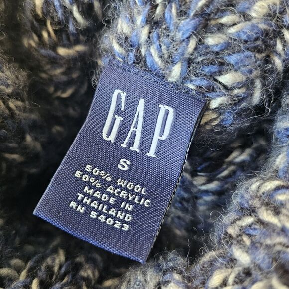 Vtg GAP Chunky Wool Turtleneck Sweater Women's Small Blue Heavyweight Knit Y2K - Picture 5 of 8